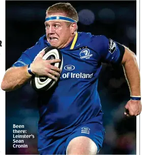  ??  ?? Been there: Leinster’s Sean Cronin