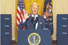  ?? FOTO: SEPP SPIEGL/IMAGO IMAGES ?? „Ich halte mein Wort. Amerika ist zurück“, sagt US-Präsident Joe Biden bei der virtuellen Münchner Sicherheit­skonferenz.