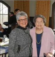  ?? NICHOLAS BUONANNO — NBUONANNO@TROYRECORD.COM ?? Pictured during the Soroptimis­t Internatio­nal of Saratoga County event are, from left, Karen Gerhardt and Sydelle Fischer.