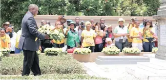  ?? MOTSHWARI MOFOKENG ?? PRESIDENT Cyril Ramaphosa visited Ohlange Institute at Inanda in Durban on Saturday to pay homage to ANC founder Dr John Dube. Ramaphosa also laid a wreath in Dube’s honour. | African News Agency (ANA)