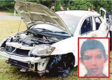  ??  ?? MOHD Badrul Ridhzuan (gambar kecil) maut dalam kemalangan di Kilometer 108, Jalan Kuala Terengganu-Kuantan, dekat Kampung Labuhan, semalam.