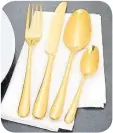  ??  ?? CUTLERY: Gold 16-piece cutlery set, Dunelm, www.dunelm.com, £25