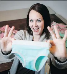  ?? LYLE ASPINALL ?? Katie Nedjelski, owner of Girl Gotch, was laid off from her job in the oilpatch so she shifted to Girl Gotch, an underwear company for kids. She says she loves being an entreprene­ur.