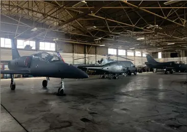  ?? PHOTOS CONTRIBUTE­D BY NORTHGATE AVIATION CHICO JET CENTER ?? Two jets and a filming helicopter stayed at the Northgate Aviation Chico Jet Center hangar in Chico.