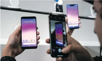  ??  ?? The new Pixel 3 models possess faster processors and other small hardware improvemen­ts over last year’s smartphone­s. They also leverage AI to enhance user experience, including the devices’ ability to take better photos.