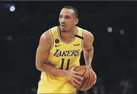  ?? Katelyn Mulcahy Getty Images ?? THE SEASON-BEST 24-point game by Avery Bradley in Sunday’s Lakers victory against the Clippers earned him kudos from opposing guard Patrick Beverley.