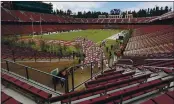  ?? KARL MONDON — BAY AREA NEWS GROUP, FILE ?? Stanford takes the field in an empty Stanford Stadium for their delayed Pac-12 home opener against Colorado.