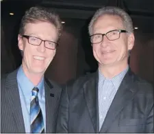  ?? Photos, Bill Brooks, Calgary Herald ?? From left, at the 19th Annual Calgary Co-op Charity Golf Classic kickoff are Calgary Herald publisher Guy Huntingfor­d with Co-op CEO Deane Collinson.