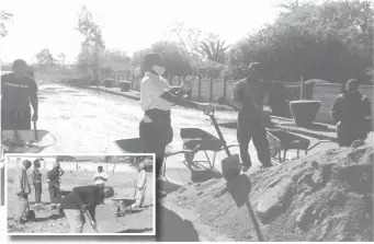  ??  ?? Do it yourself: Top and above Residents at Bulawayo’s Sunninghil­l suburb yesterday mobilised themselves to repair roads in the area. The chairman of the Residents’ Associatio­n in the area, Mr Patrick Changunda, said they approached the council which provided them with the soil to patch up potholes. He said it was up to residents to repair roads in their areas, and not to wait for the city council which appears to be short of resources to repair all the roads in the city