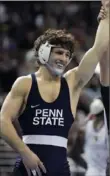  ?? Associated Press ?? Levi Haines gave Penn State one of its four individual titles, winning at 157 pounds.