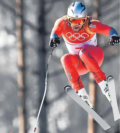  ?? Picture: Getty Images. ?? Aksel Lund Svindal on his way to gold in the men’s downhill.