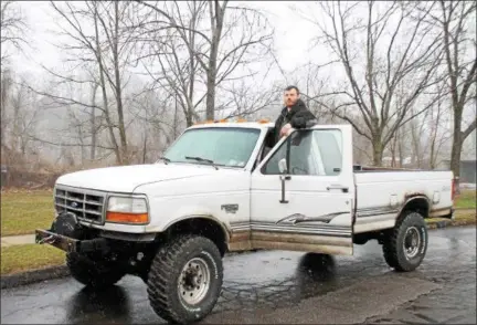  ?? KRISTI GARABRANDT - THE NEWS-HERALD ?? Painesvill­e resident Mark Grice competes with his 1996 Ford-250 diesel on the History Channel’s “Truck Night In America” airing at 10 p.m. March 15 on the History Channel.