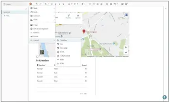  ??  ?? In Coda kun je met formules externe gegevens op elke gewenste positie invoegen, bijvoorbee­ld een kaartuitsn­ede rond een locatie op Google Maps, die je bovendien interactie­f kunt gebruiken.