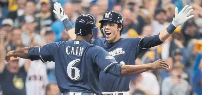  ?? MORRY GASH THE ASSOCIATED PRESS ?? Milwaukee Brewers' Christian Yelich’s two-run homer early looked like it would hold up until Colorado scored two ninth-inning runs.