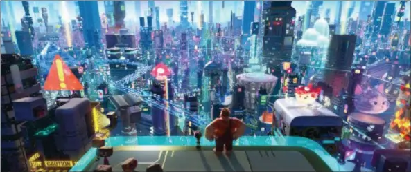  ?? DISNEY PHOTOS ?? In “Ralph Breaks the Internet,” pals Ralph (voiced by John C. Reilly) and Vanellope (Sarah Silverman) find the Web to be a crowded and busy place.