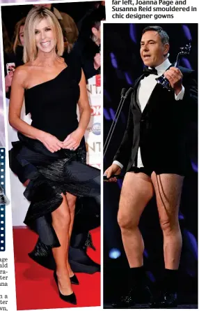  ??  ?? Kneesy does it: Good Morning Britain’s Kate Garraway and David Walliams after receiving his award, minus trousers