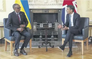  ?? PICTURE: GETTY IMAGES ?? Prime Minister Rishi Sunak and the president of Rwanda, Paul Kagame, meeting in Downing Street