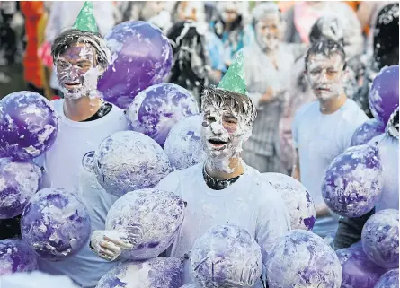  ?? Nicolson. Pictures: Dougie ?? Students taking part in the traditiona­l Raisin Monday foam party at St Salvator’s Lower College lawn in St Andrews.