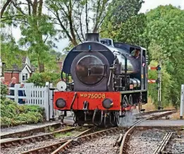  ?? ?? Test drive: Austerity 0-6-0ST No. 75008 Swiftsure approaches Tenterden Town station light engine on September 7 prior to working the first Kent & East Sussex Railway passenger train using a new eco-friendly steam locomotive coal substitute. ALISON MILES