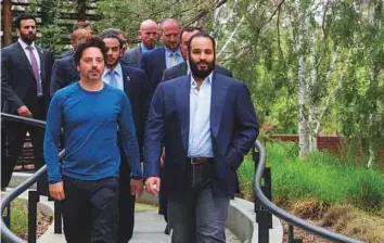  ?? Reuters ?? Saudi Crown Prince Mohammad Bin Salman during his visit to Google in Silicon Valley. Industry experts see Saudi Arabia as a consumer market where tech companies have a huge opportunit­y.