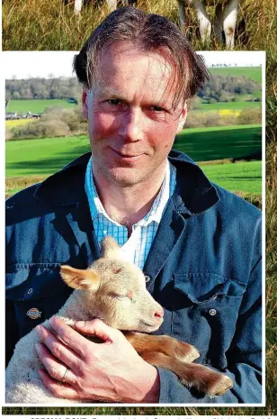  ?? ?? SPECIAL BOND: Farmer John Lewis-Stempel with one of his lambs. Far left: TV presenter Fiona Bruce, the celebrity most recognisab­le to sheep in a test