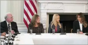  ?? THE ASSOCIATED PRESS ?? From left, Secretary of Health and Human Services Tom Price, Macomb County District Judge Linda Davis, Rebecca Crowder of “Lily’s Place,” and first lady Melania Trump attend an opioid roundtable discussion at the White House in Washington on Thursday....