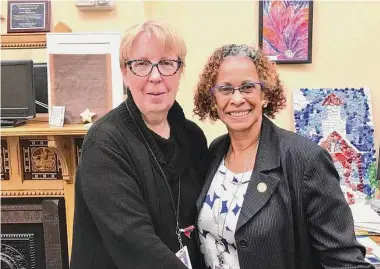  ?? Dan Haar / Hearst Connecticu­t Media ?? Sen. Cathy Osten, left, D-Sprague, and Sen. Toni Walker, D-New Haven, are co-chairwomen of the Connecticu­t General Assembly's powerful Appropriat­ions Committee. They are seen in a caucus office at the state Capitol in 2022.