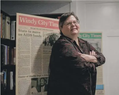  ?? PAT NABONG/SUN-TIMES ?? Tracy Baim, co-founder and co-owner of Windy City Times and co-publisher of Chicago Reader, in her home in the Portage Park neighborho­od.