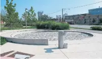  ?? JACK LAKEY ?? A parkette was built in 2016 near Leslie St. and Lake Shore Blvd. as part of a rebuild of an adjacent TTC facility. The fountain is not hooked up to water, leaving people to wonder why it doesn't work.