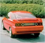  ??  ?? This shot shows the novel rear wings that incorporat­ed the rear spoiler. The flush lights and numberplat­e at the rear – with a neat lower vent under the rear bumper gave it an extraordin­arily style – like a miniature fighter jet