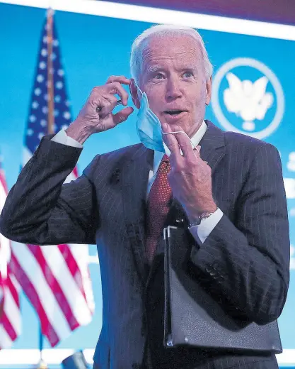  ?? Joe Raedle/afp ?? Biden, en un encuentro con los medios en Wilmington