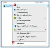  ??  ?? 4
2 Du ser snarveiene til programmet i utforskere­n. Høyreklikk på programmet 4 og velg Egenskaper 5 .