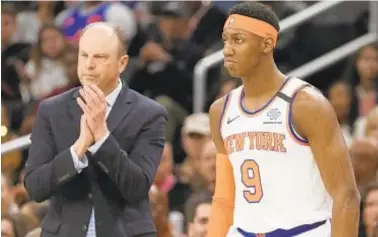  ?? GETTY ?? RJ Barrett (r.) will be back for his second season with Knicks, but coach MIke Miller is likely gone.