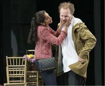  ?? DAVID COOPER/SHAW FESTIVAL ?? Harveen Sandhu owns the role of Eliza in the Shaw Festival’s Pygmalion while Patrick McManus as Henry Higgins is a whirling dervish of self-importance and intellectu­al pomp, writes Carly Maga.