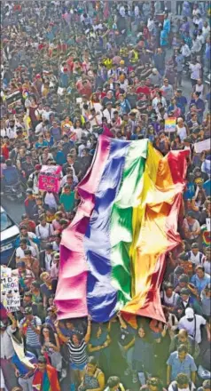  ?? VIJAYANAND GUPTA/HT ARCHIVE ?? Participan­ts walk at the Queer Azaadi Mumbai 2018 march.