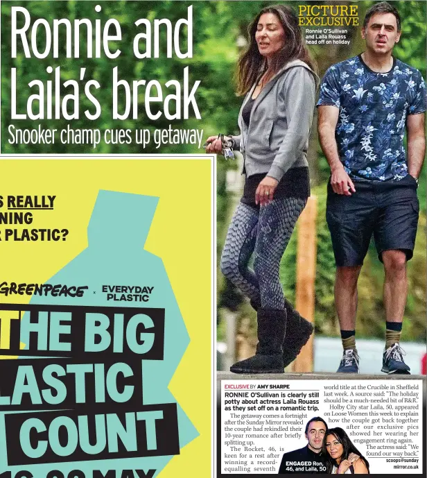  ?? ?? PICTURE EXCLUSIVE Ronnie O’Sullivan and Laila Rouass head off on holiday