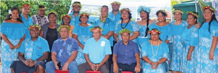  ?? Tourism Authority of Kiribati ?? From left: Tourism Authority of Kiribati chief executive officer, Petero Manufolau, Tourism Authority of Kiribati Board Chairman Mitateti Moote, Minister for Informatio­n, Communicat­ion, Transport & Tourism Developmen­t Willie Tokataake, Tarataake Teannaki – Secretary Informatio­n, Communicat­ion, Transport & Tourism Developmen­t, Tourism Authority of Kiribati Deputy CEO, Reeti Onorio. Standing at back are Tourism Authority of Kiribati staff and local community representa­tives. Photo: