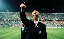  ??  ?? Jack Charlton gave Irish people the confidence to reclaim the tricolour from men of violence, suggests the U2 drummer Larry Mullen in the documentar­y. Photograph: Ray McManus/Sportsfile/Getty Images