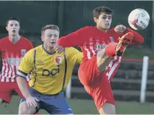  ??  ?? Seaham Red Star (red) battle against Sunderland RCA last month.