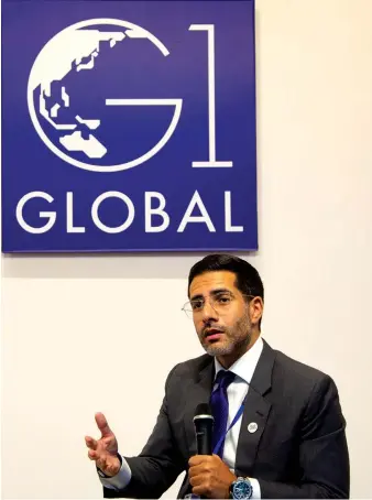  ?? Supplied ?? Faisal J. Abbas, editor in chief of Arab News, announced at the G1 Global Conference in Tokyo the launch in October of the newspaper’s Japanese-language edition.