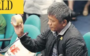  ?? AARON FAVILA / THE ASSOCIATED PRESS ?? Edgar Matobato testified before the Philippine Senate on Thursday that he spent years working as an assassin for President Rodrigo Duterte, who allegedly paid him to execute about 1,000 people, most of whom were criminals.