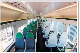  ?? JACK BOSKETT/ RAIL. ?? The interior of 387134. The Class 387/1s are four-car electric multiple units fitted with 223 seats. When all 45 trains are in traffic, they will operate in four-, eightand 12-car formations from London Paddington.