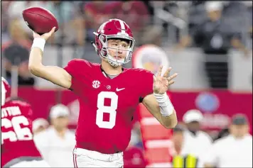  ?? TOM PENNINGTON / GETTY IMAGES ?? Former Alabama quarterbac­k Blake Barnett, a five-star recruit, will throw passes at Arizona State this season.