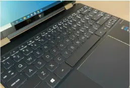 ??  ?? The HP Spectre x360 14’s keyboard has a snappy, premium feel.