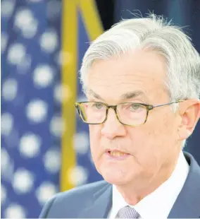  ?? AP ?? Federal Reserve Chair Jerome Powell speaks during a news conference following the Federal Open Market Committee meeting in Washington, on Wednesday, January 29.