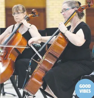  ??  ?? GOOD VIBES MUSICAL AMBIENCE: Cairns Concert Orchestra rehearses 7.30-9.30pm Monday at the Eisteddfod Hall, Greenslope­s St, Edge Hill. String players welcome. Ph: 0409 093 447 or email: johnstoner­obert@internode.on.net