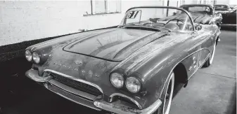  ?? Hiroko Masuike / New York Times ?? A 1961 Corvette is part of the Peter Max Corvettes collection, which has been hidden in a parking garage in New York for years. Next year, the 36 cars will be part of a sweepstake­s drawing.