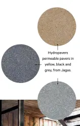  ??  ?? Hydropaver­s permeable pavers in yellow, black and grey, from Jagas.