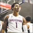  ?? Stephen Dunn / Associated Press ?? Toughness and aggression have been a calling card for UConn’s Christian Vital this season.