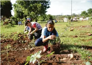  ?? Fotos: Gina Mardones ?? A atividade realizada na manhã de quarta-feira faz parte de um projeto desenvolvi­do na Escola Municipal Professora Maria Irene Vicentini Theodoro e que tem o objetivo de promover a consciênci­a cultural e ambiental